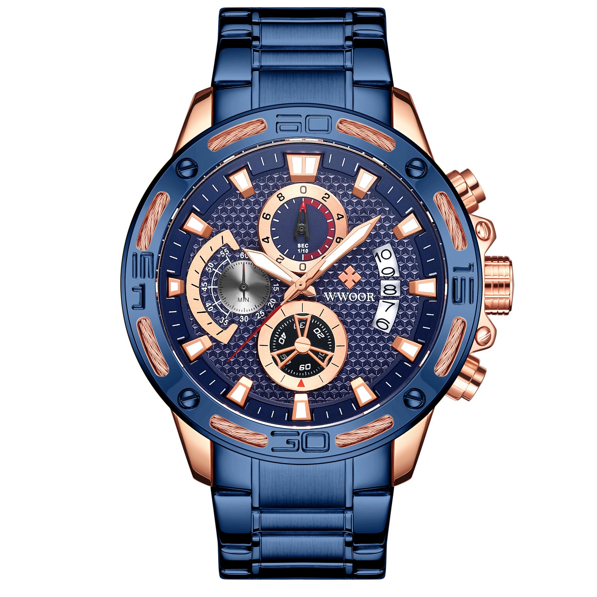 Men's Watch Waterproof Quartz Watch Six-pin Steel Belt Watch Business Calendar Men's Watch Foreign Trade Watch