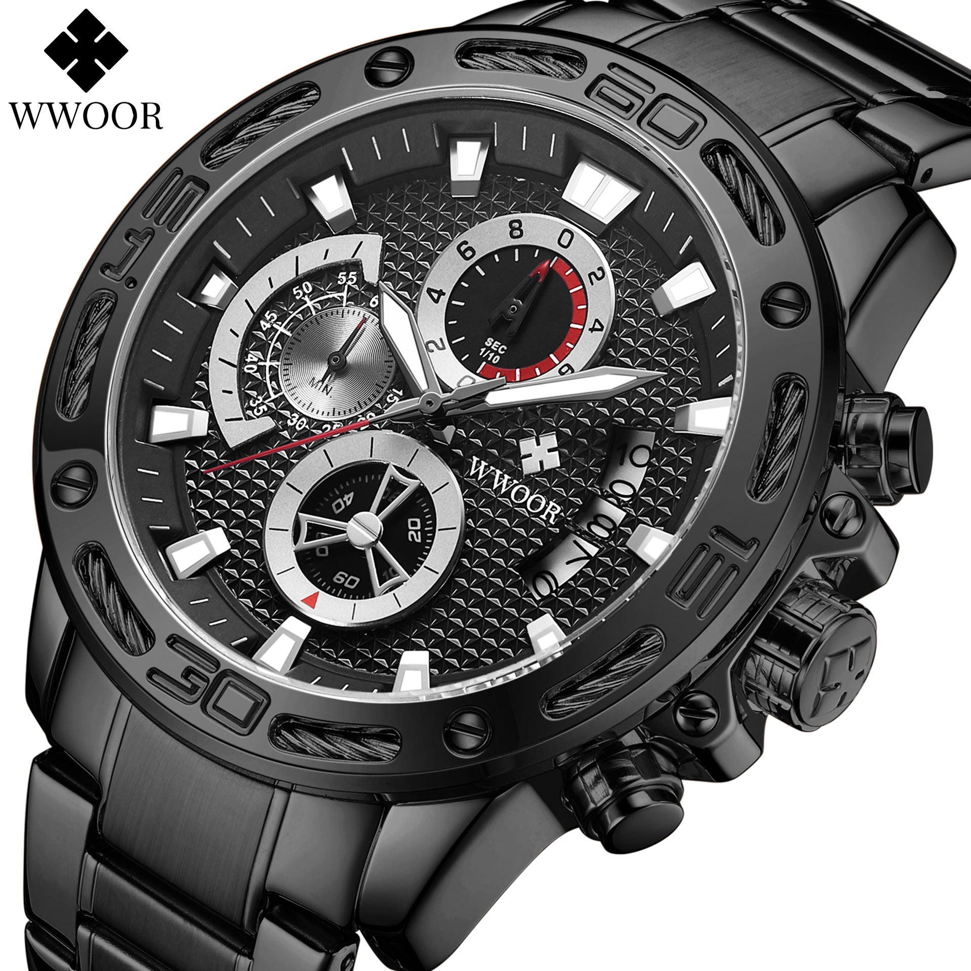 Men's Watch Waterproof Quartz Watch Six-pin Steel Belt Watch Business Calendar Men's Watch Foreign Trade Watch