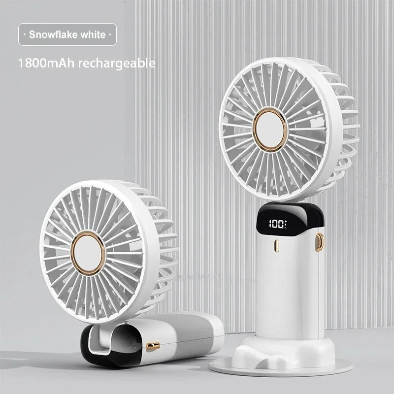 Handheld Mini Fan Foldable Portable Neck Hanging Fans 5 Speed USB Rechargeable Fan
